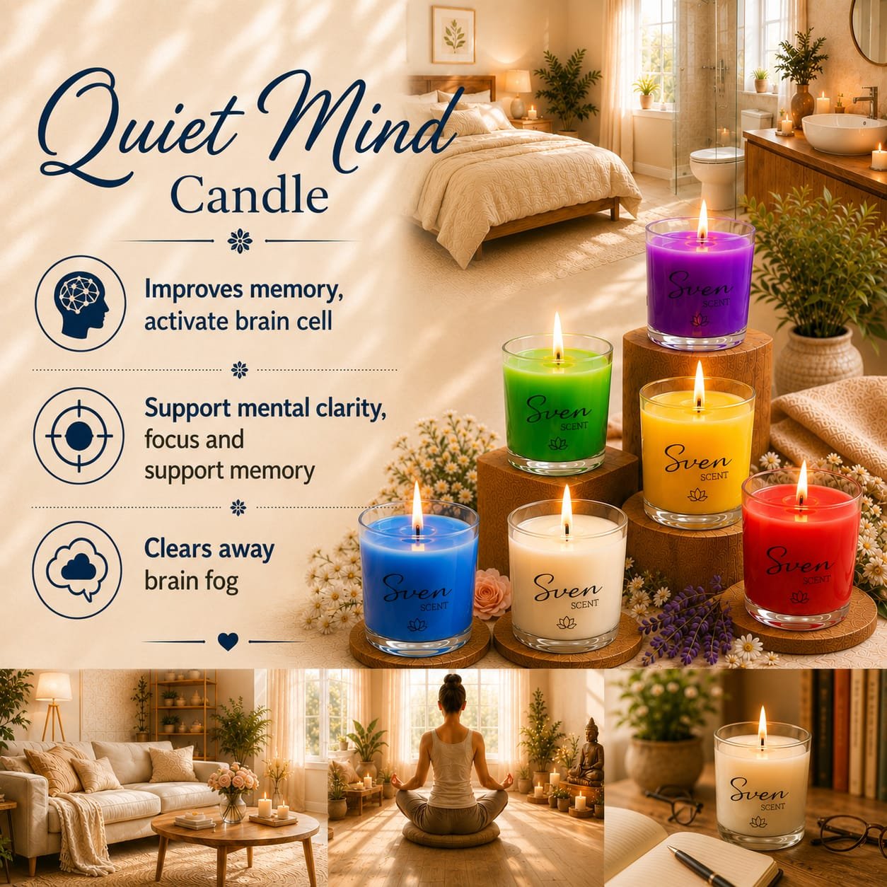 Quiet Mind Candle (SVEN SCENT Herbal Wellness Candle)