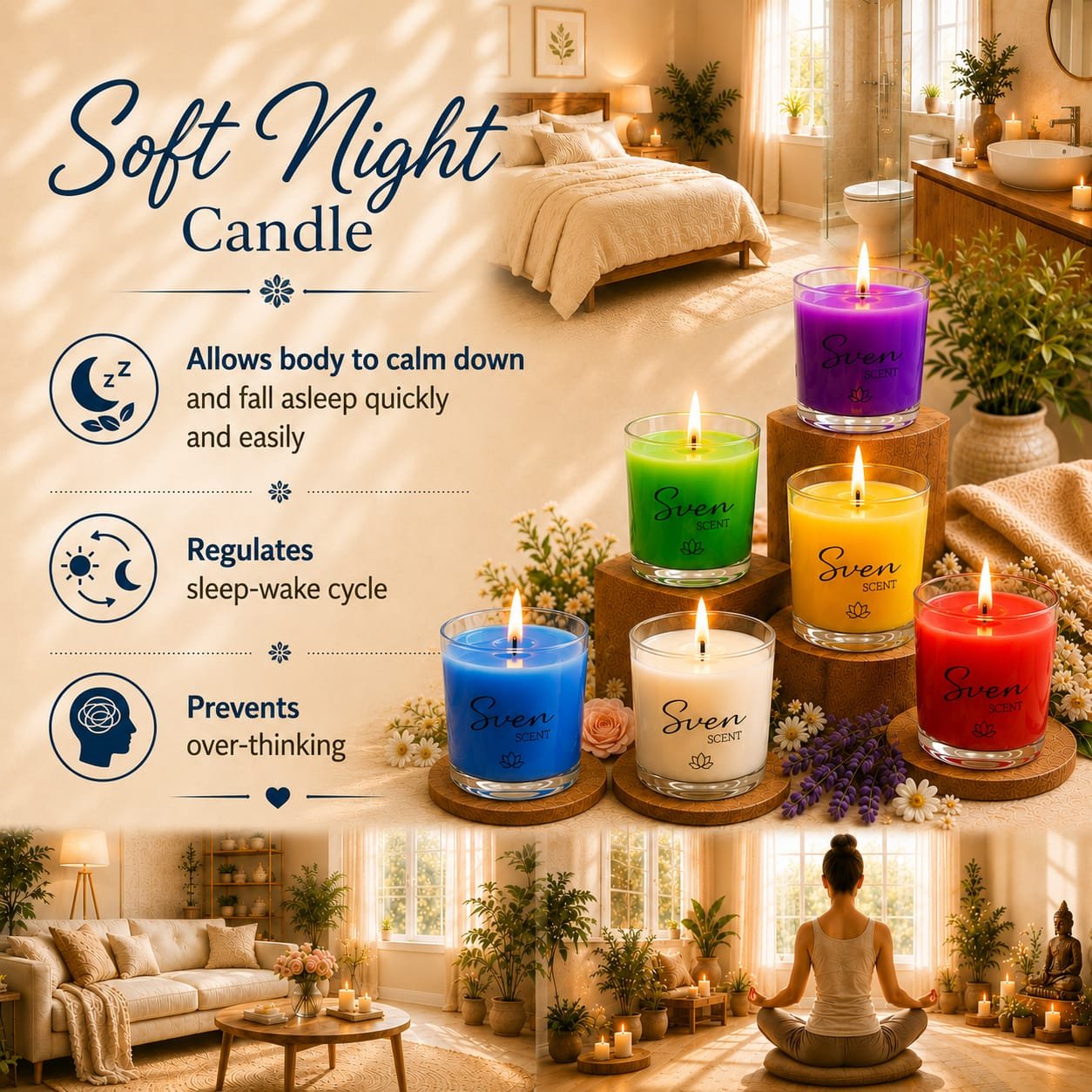 Soft Night Candle (SVEN SCENT Herbal Wellness Candle)